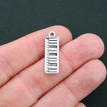 10 Piano Antique Silver Tone Charms - SC4612
