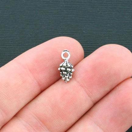 10 Pine Cone Antique Silver Tone Charms 3D - SC4367