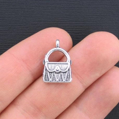 10 Purse Antique Silver Tone Charms - SC1608