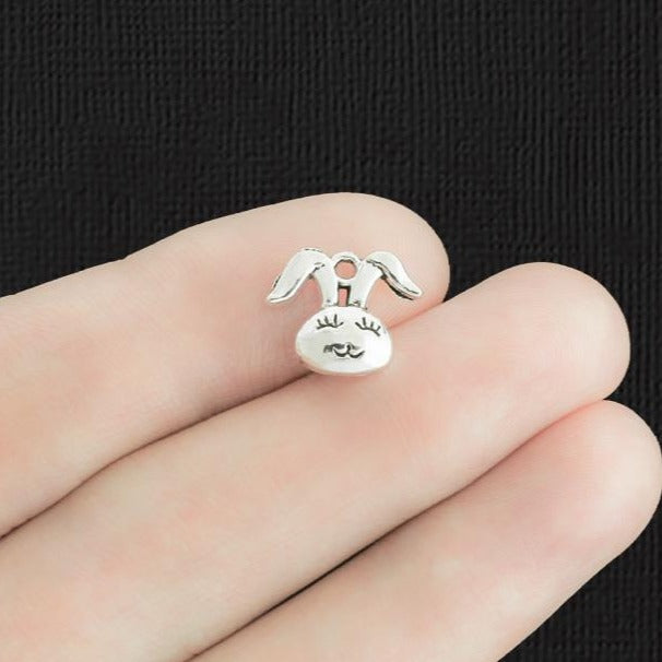 10 breloques argentées antiques de lapin - SC1191