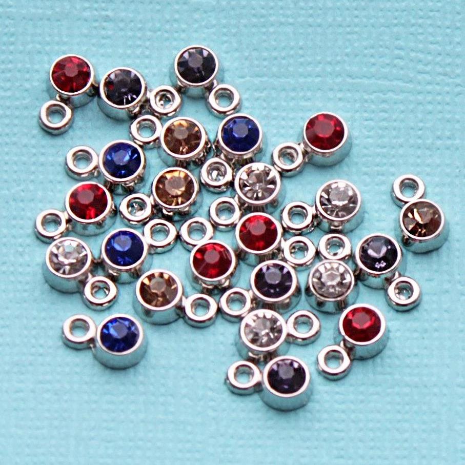 10 Rhinestone Antique Silver Tone Charms - SC5181