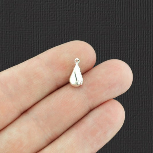 10 breloques argentées avec strass - SC2057