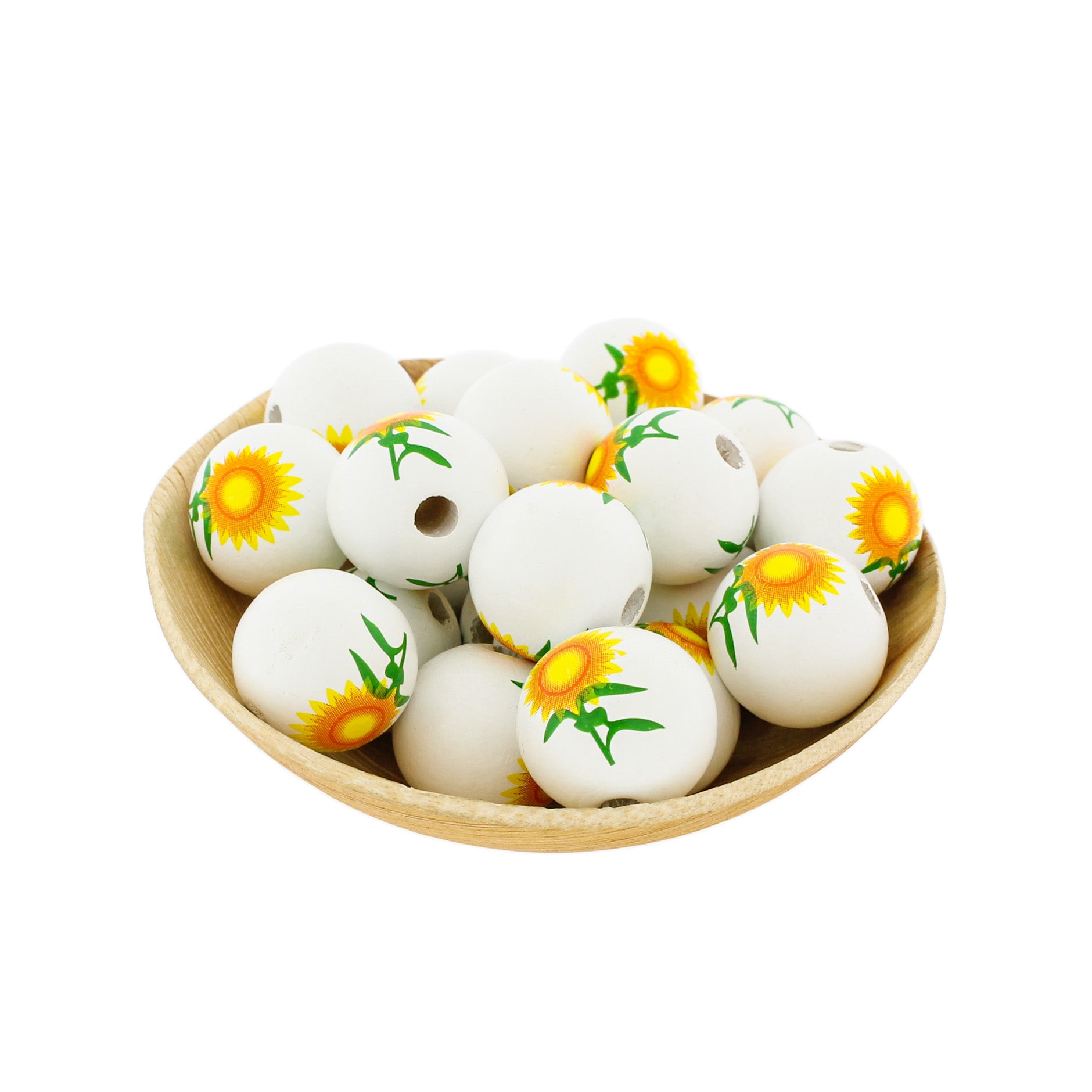 10 Round Flower Wooden Beads - 10mm - Choose Your Flower!