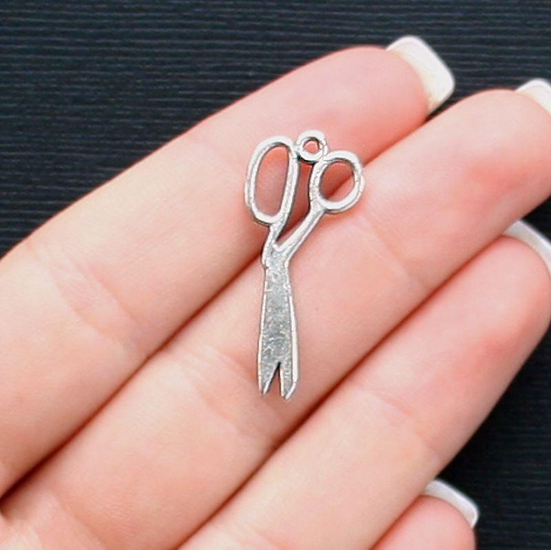 10 Scissor Antique Silver Tone Charms - SC2270