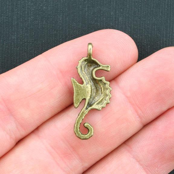 10 Seahorse Antique Bronze Tone Charms - BC999