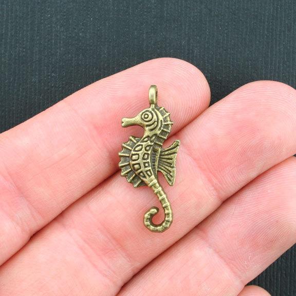 10 Seahorse Antique Bronze Tone Charms - BC999