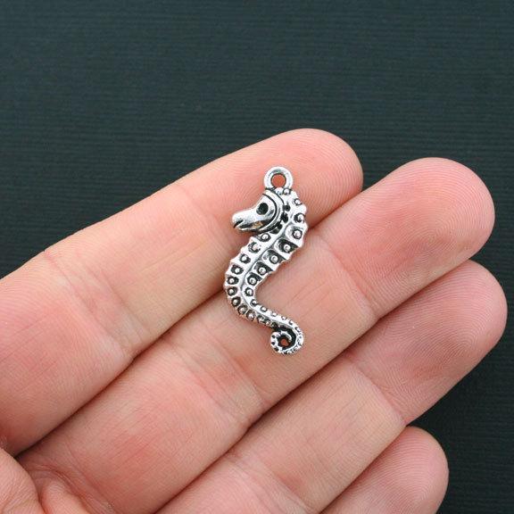 10 Seahorse Antique Silver Tone Charms - SC2073