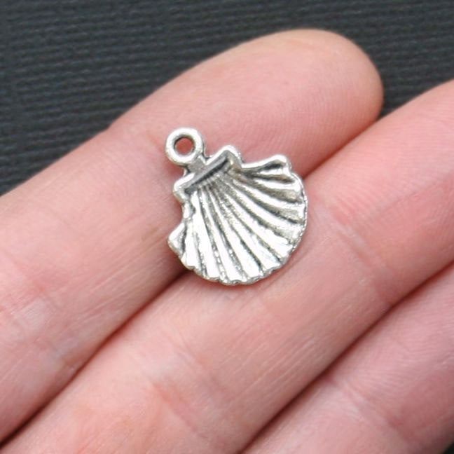 10 breloques coquillage ton argent antique - SC3058