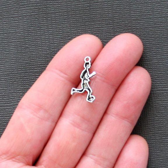 10 Soccer Player Antique Silver Tone Charms - SC1574