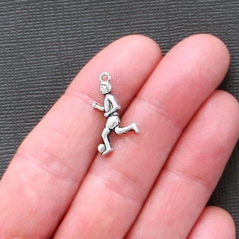 10 Soccer Player Antique Silver Tone Charms - SC1574