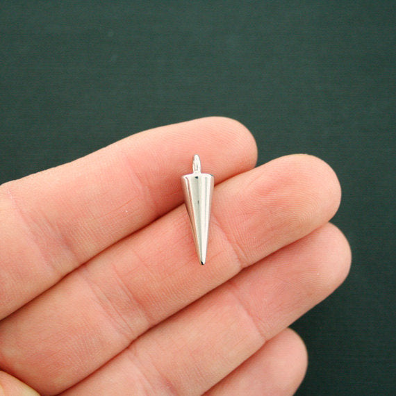 10 Spike Silver Tone Charms 3D - SC6418
