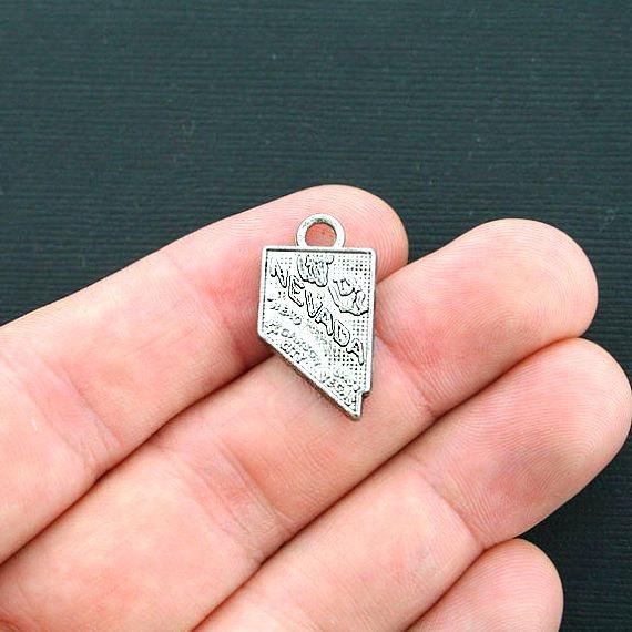 10 State of Nevada Antique Silver Tone Charms - SC4222