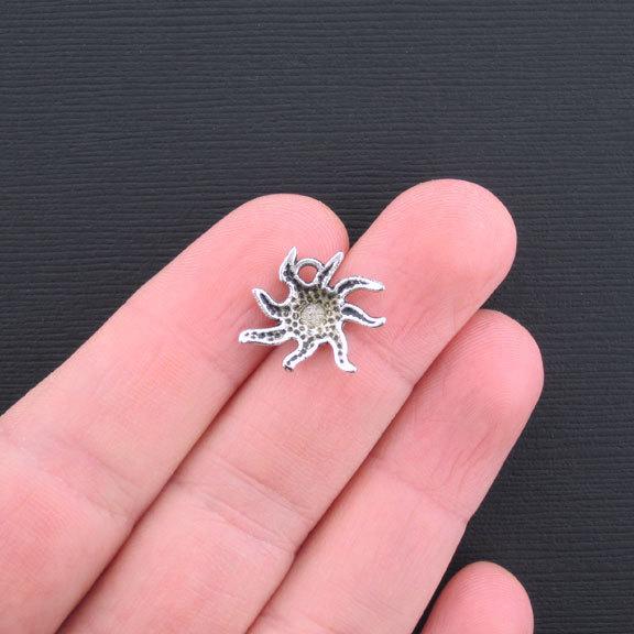 10 Sun Antique Silver Tone Charms - SC3308