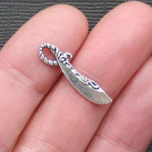 10 Sword Antique Silver Tone Charms 2 Sided - SC688