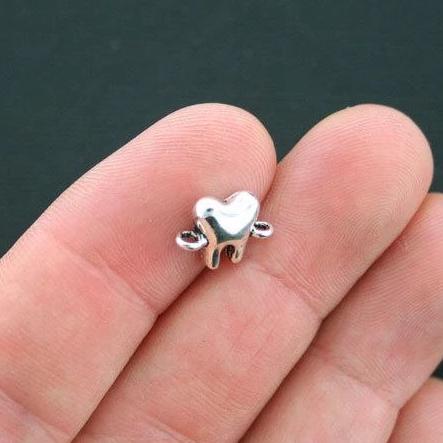 10 Tooth Connector Antique Silver Tone Charms - SC4388