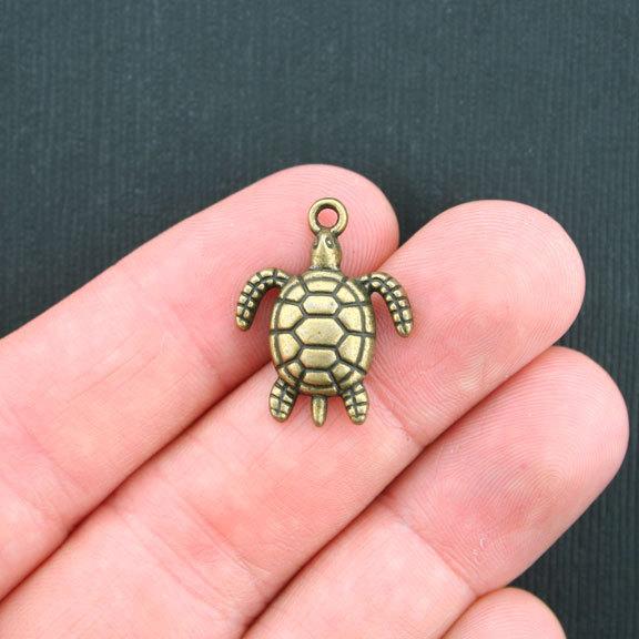 10 Turtle Antique Bronze Tone Charms - BC998