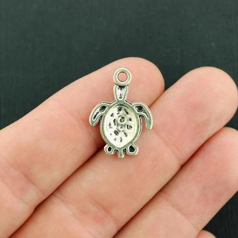 10 breloques tortues argentées antiques - SC7845
