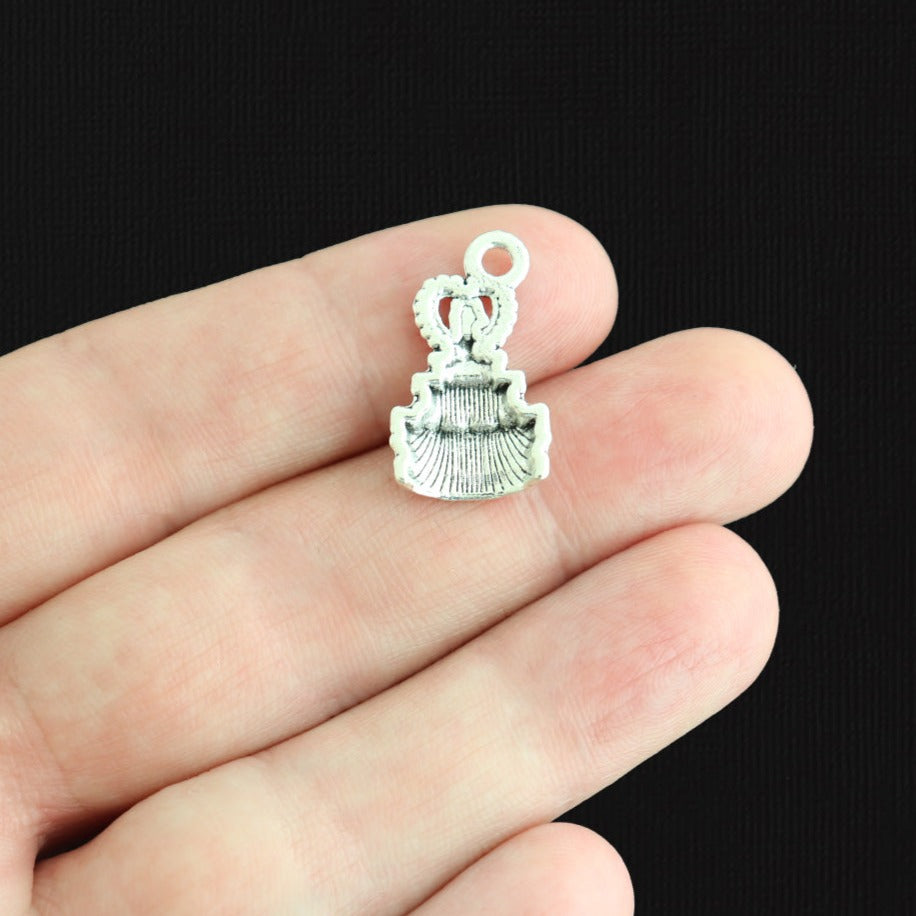 10 Wedding Cake Antique Silver Tone Charms - SC015