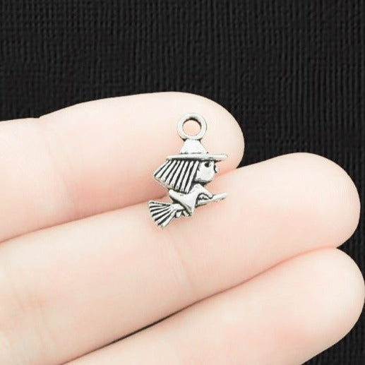 10 charmes de ton argent antique de sorcière 2 faces - SC1419