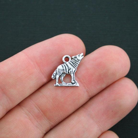 10 Wolf Antique Silver Tone Charms - SC4179