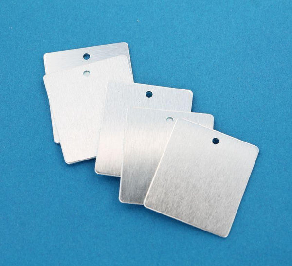 SALE Rectangle Stamping Blanks - Silver Aluminium - 28.8mm x 25.5mm - 10 Tags - MT272