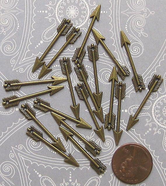 10 Arrow Antique Bronze Tone Charms 2 Sided - BC238