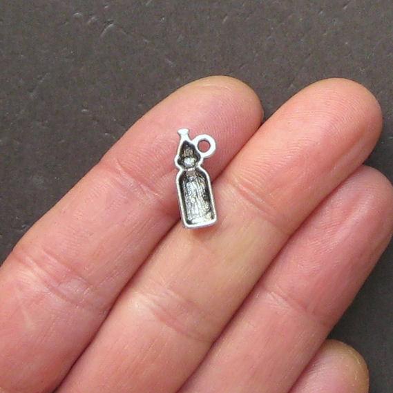10 Baby Bottle Antique Silver Tone Charms - SC064