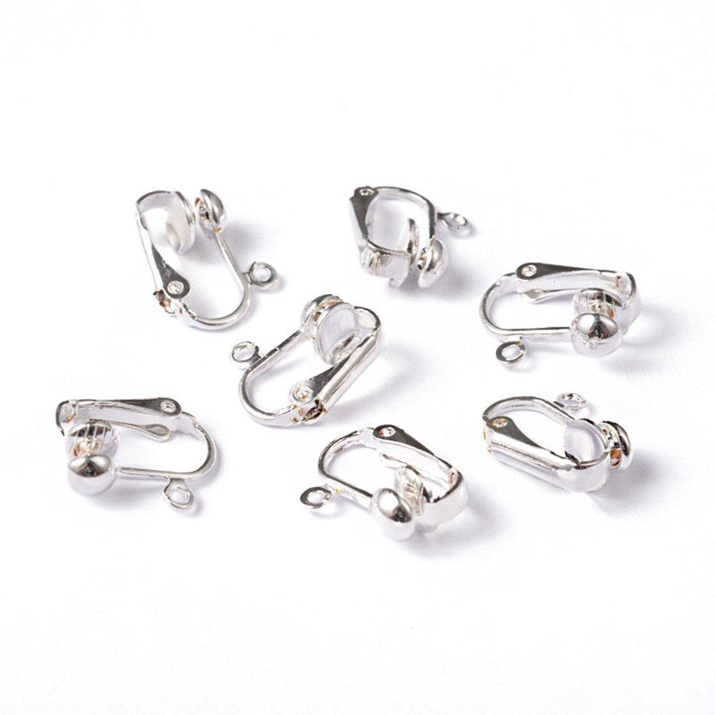 Silver Tone Earrings - Clip On Bases - 13.5mm x 15.5mm - 10 Pieces 5 Pairs - FD175