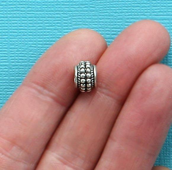 Oval Spacer Beads 9mm x 7mm - Silver Tone - 10 Beads - SC135