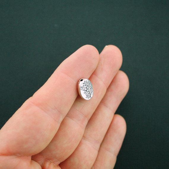 Leaf Spacer Beads 13mm x 10mm - Silver Tone - 10 Beads - SC5800