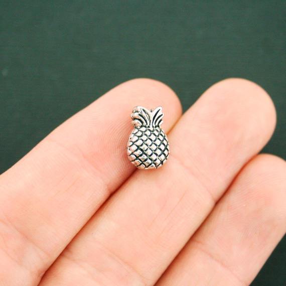 Pineapple Spacer Beads 12mm x 8mm x 6mm - Silver Tone - 10 Beads - SC2025
