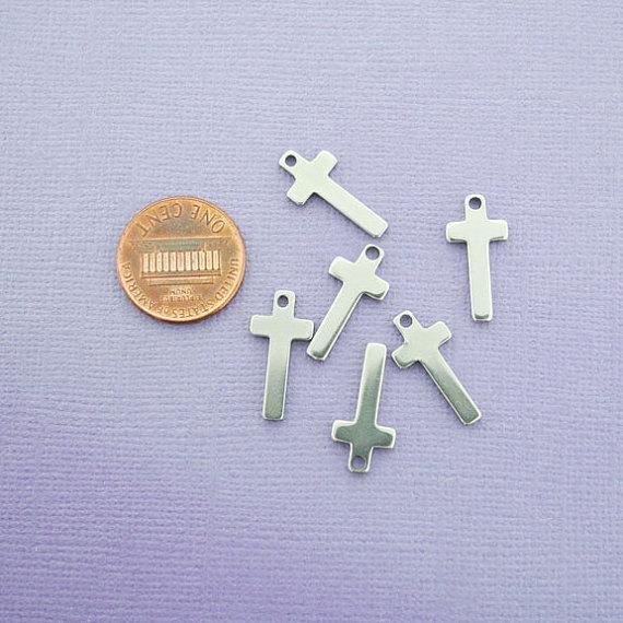 Cross Stamping Blanks - Stainless Steel - 19mm x 9mm - 10 Tags - MT250