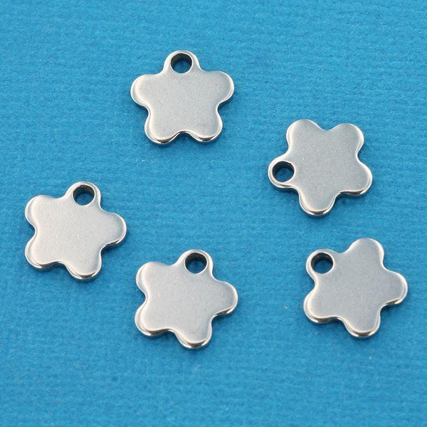 SALE Flower Stamping Blanks - Stainless Steel - 12mm x 12mm - 10 Tags - MT204