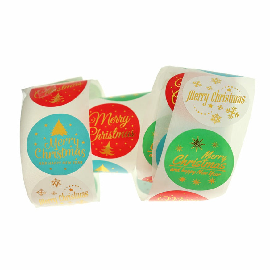 100 Assorted Merry Christmas Self-Adhesive Paper Gift Tags - TL266