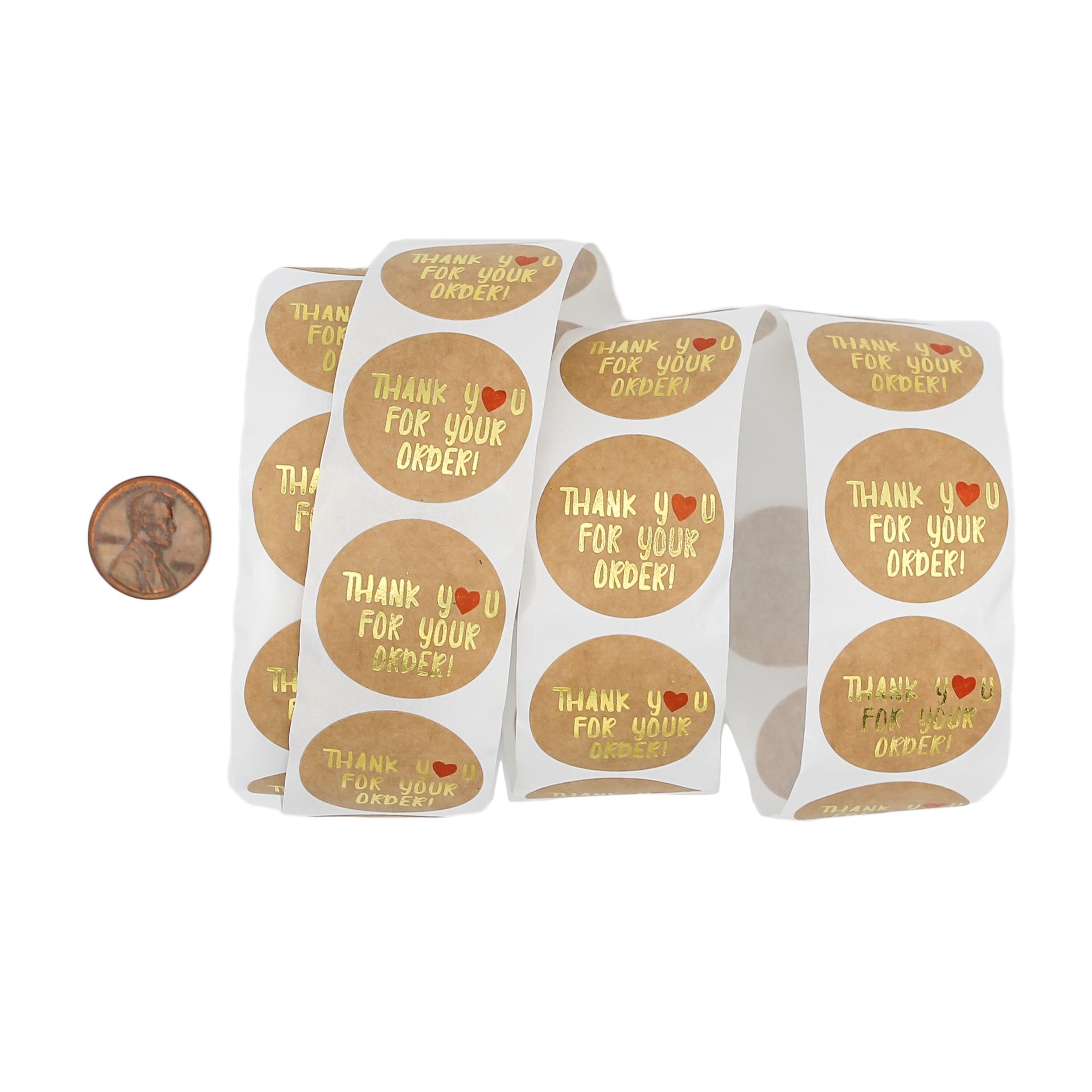 100 Metallic Thank You For Your Order Self-Adhesive Paper Gift Tags - TL144