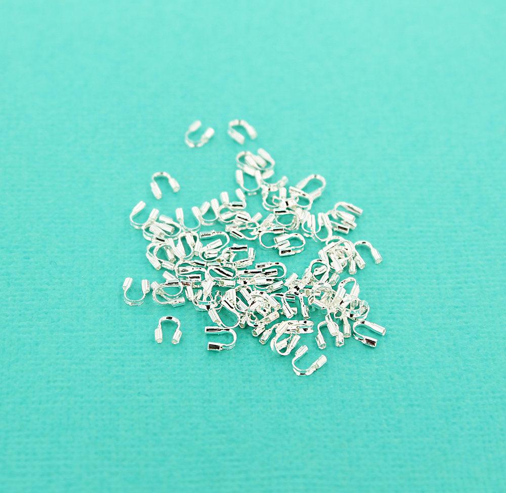 100 Wire Protectors Silver Tone Plated Copper 4mm Wire Guardian - Z499