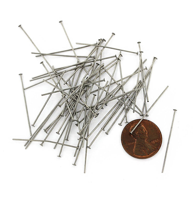 Stainless Steel Flat Head Pins - 30mm - 100 Pieces - PIN063