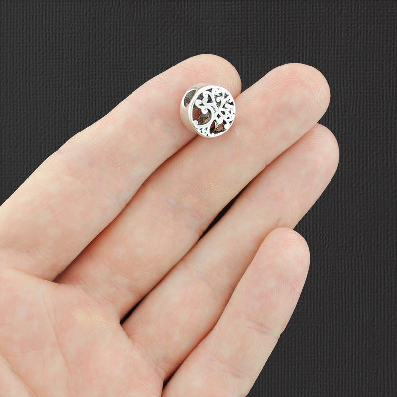 Tree of Life Spacer Beads 12mm - Silver Tone - 4 Beads - SC7652