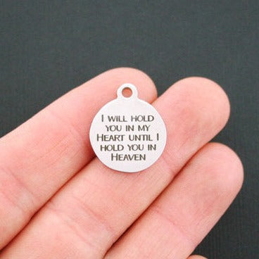 Memorial Stainless Steel Charms - I will hold you in my heart until I hold you in heaven - BFS001-1104