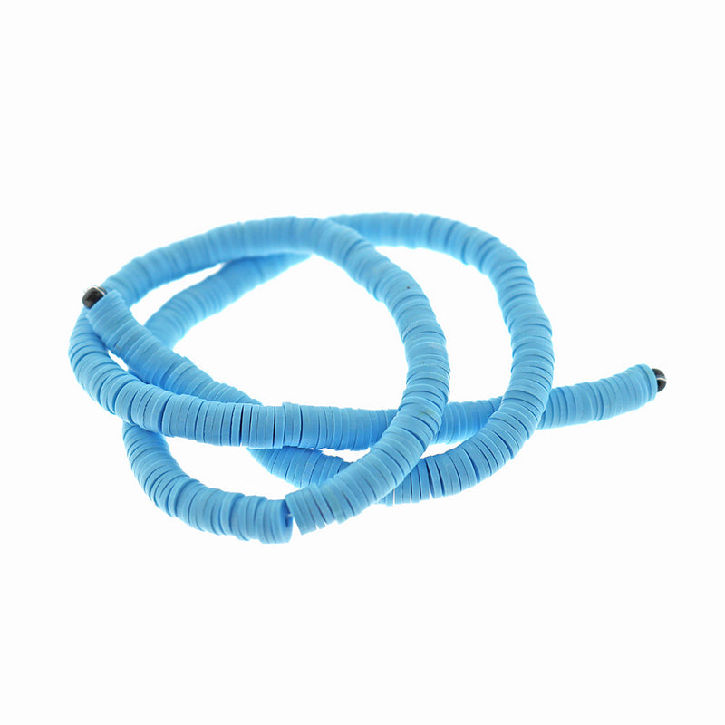 Heishi Polymer Clay Beads 6mm x 1mm - Light Blue - 1 Strand 380 Beads - BD2352