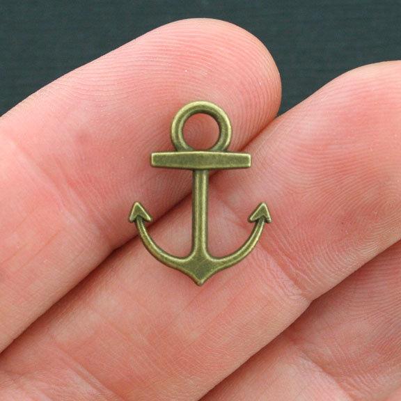 12 breloques ancre ton bronze antique 2 faces - BC1165