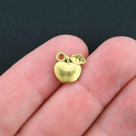 12 breloques pomme ton or antique 2 faces - GC304