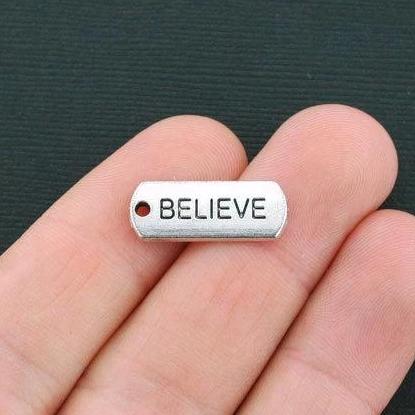 12 Believe Antique Silver Tone Charms - SC4529
