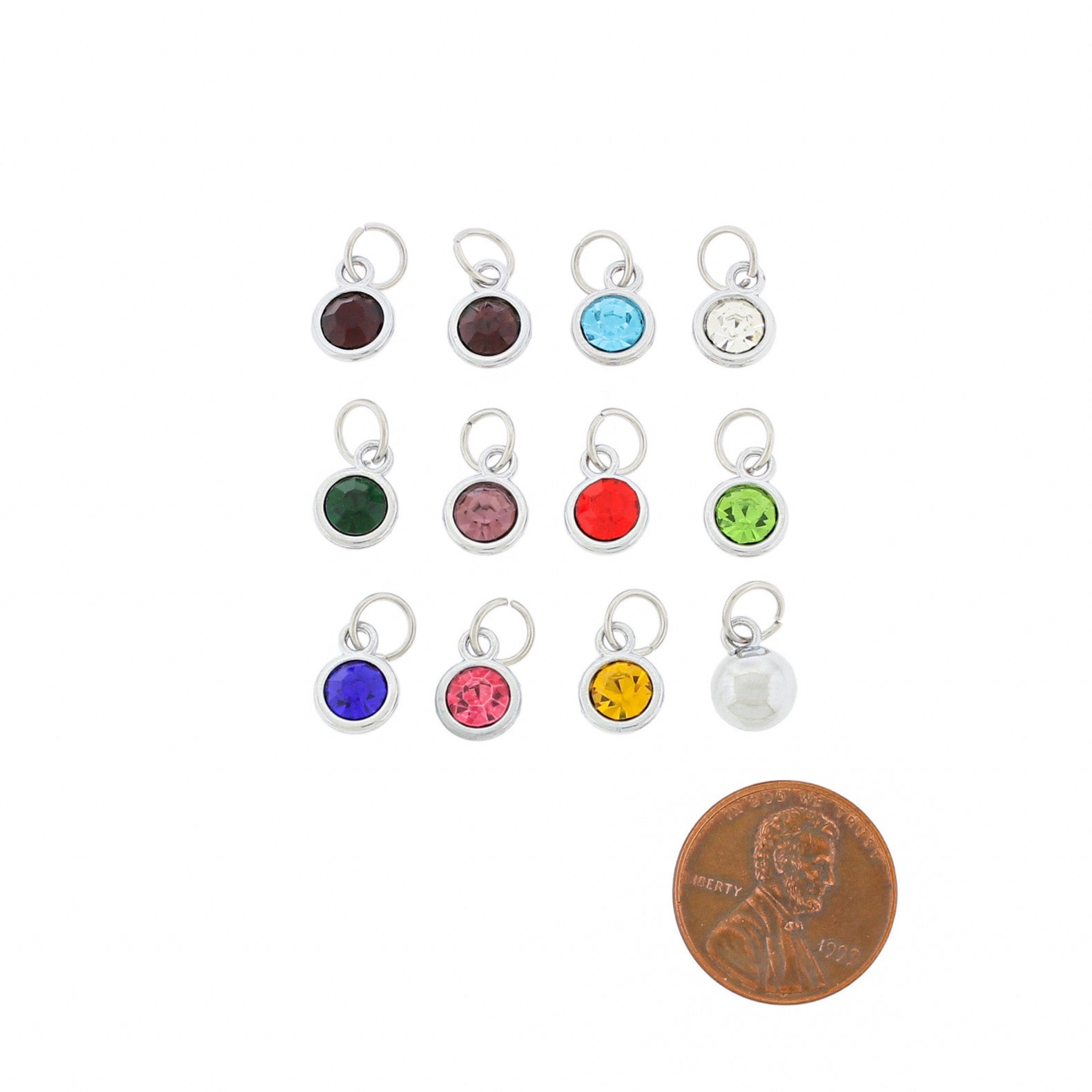 12 Birthstone Silver Tone Charms - Full Year - COL213