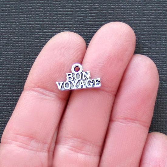 12 Bon Voyage Antique Silver Tone Charms - SC2062
