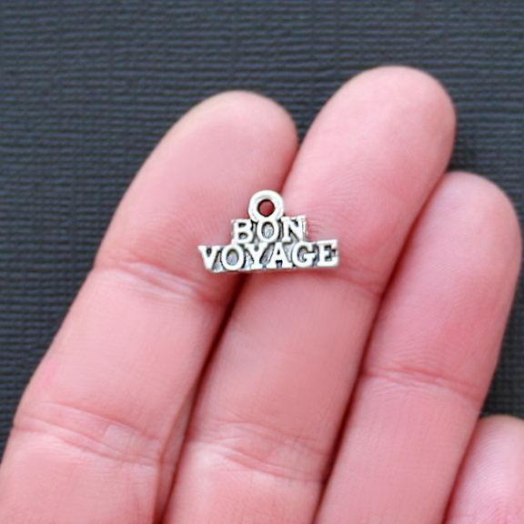 12 Bon Voyage Antique Silver Tone Charms - SC2062