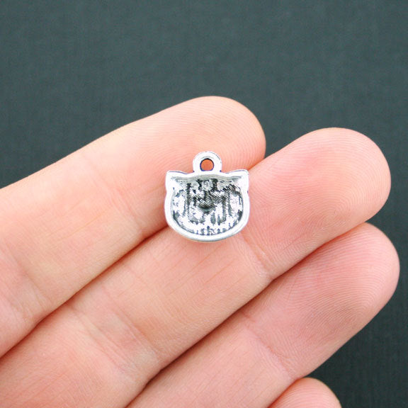 12 breloques de ton argent antique chat - SC4837