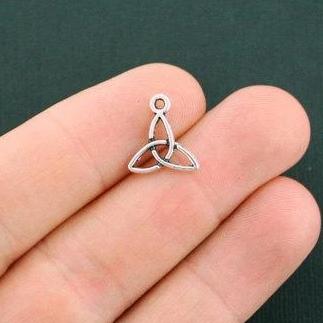 12 Celtic Knot Antique Silver Tone Charms 2 Sided - SC3391