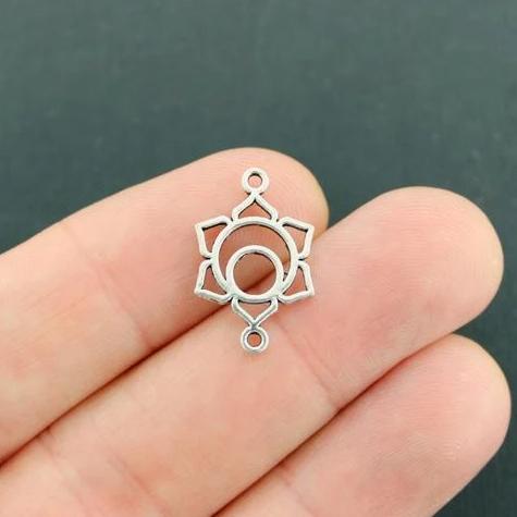 12 Chakra Connector Antique Silver Tone Charms 2 Sided - SC2983