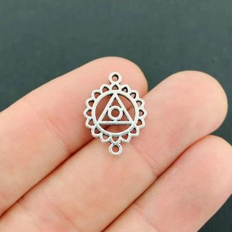 12 Chakra Connector Antique Silver Tone Charms - SC3078